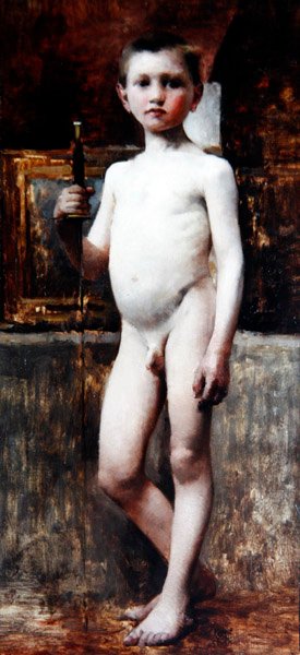 小男孩，约1911年（布面油画） 作者 弗朗兹·冯·斯塔克