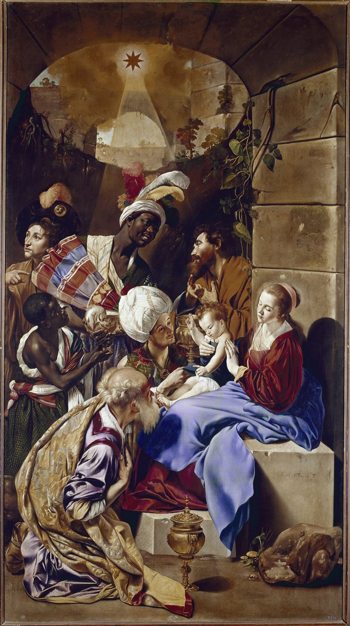 法师的崇拜。 （布面油画，约 1610 年） 作者 Fray Juan Batista Maino或Mayno