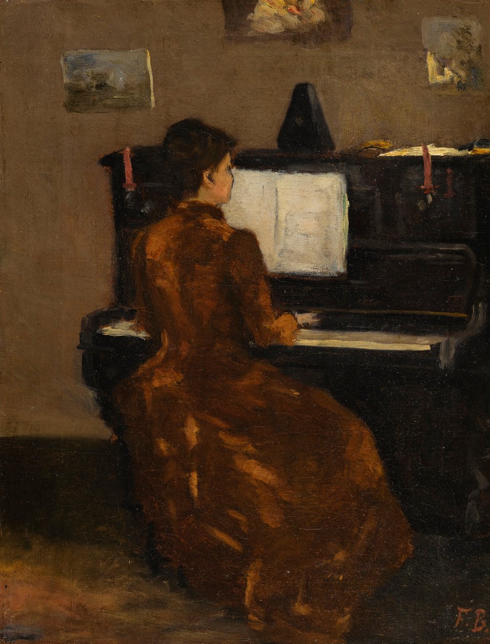 法语: Jeune fille au pianö 作者 弗雷德里克·巴齐尔