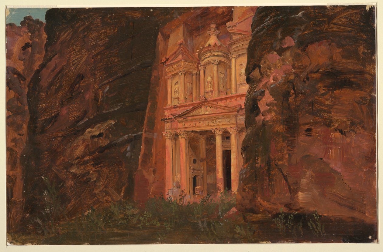 绘画，El Khasneh，佩特拉，1868年2月下旬 作者 弗雷德里克·埃德温·丘奇