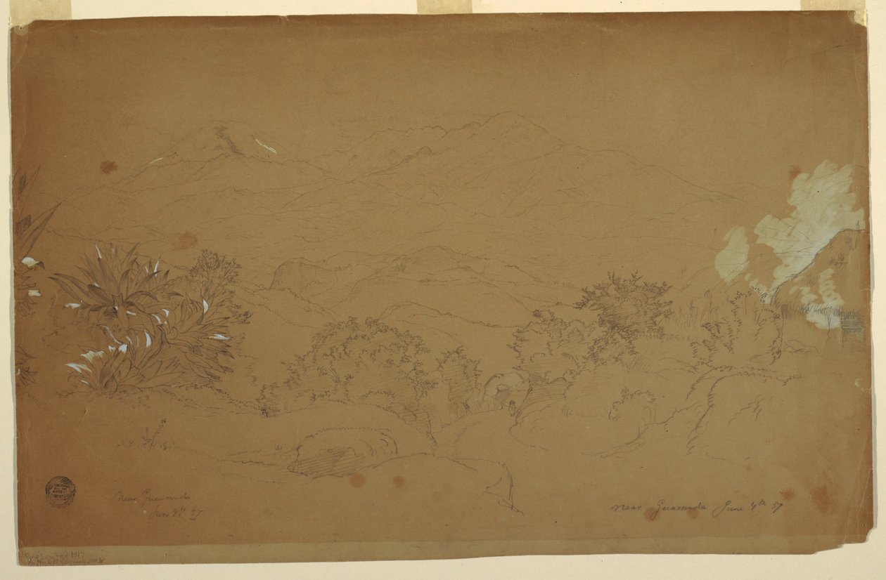 绘图，风景在瓜拉达附近，厄瓜多尔，1857年6月4日 作者 弗雷德里克·埃德温·丘奇