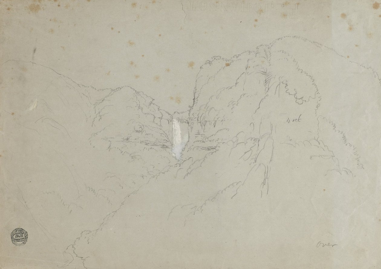 画画。一个。草图。 Tequendama Ralls在哥伦比亚波哥大附近。湾遥远的山脉看法。 作者 弗雷德里克·埃德温·丘奇