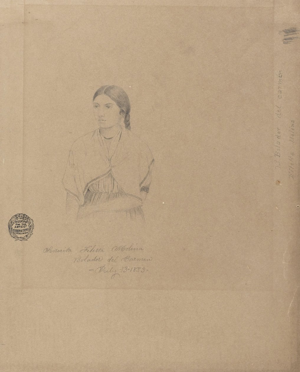 玻利维亚女孩Senorita Filetta Molina Bolador del Carmen，哥伦比亚的画像 作者 弗雷德里克·埃德温·丘奇