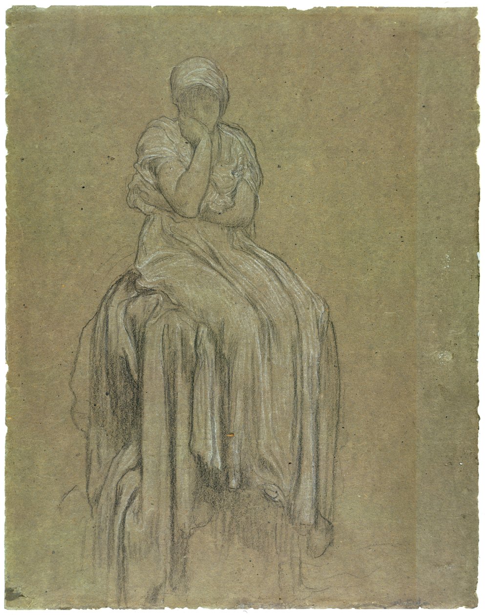 孤独研究，1890年（粉笔在纸上） 作者 弗雷德里克·莱顿