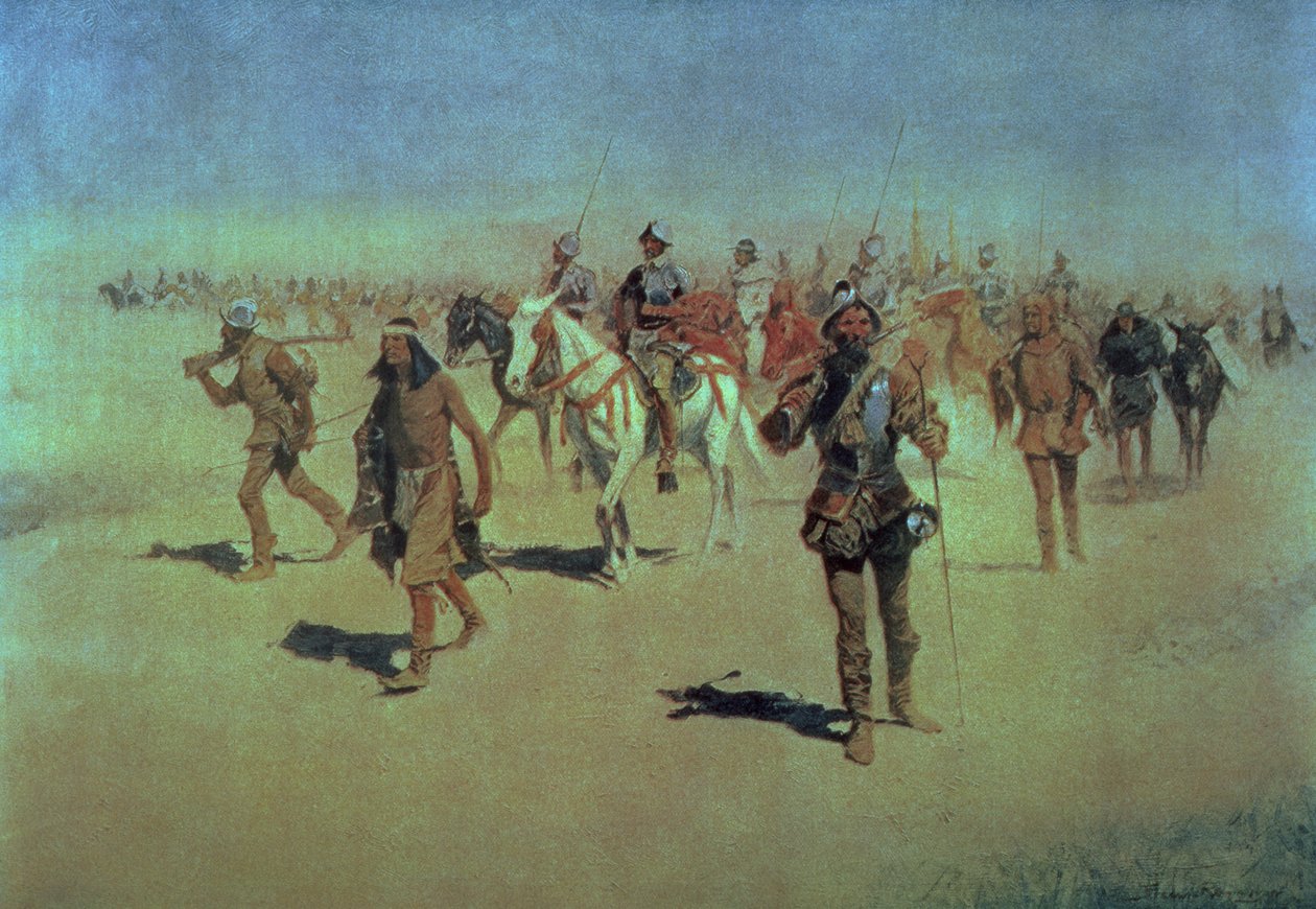Francisco Vasquez de Coronado（c.1510-54）在1905年的“伟大的美国探险家”中穿越新墨西哥州 作者 弗雷德里克·雷明顿