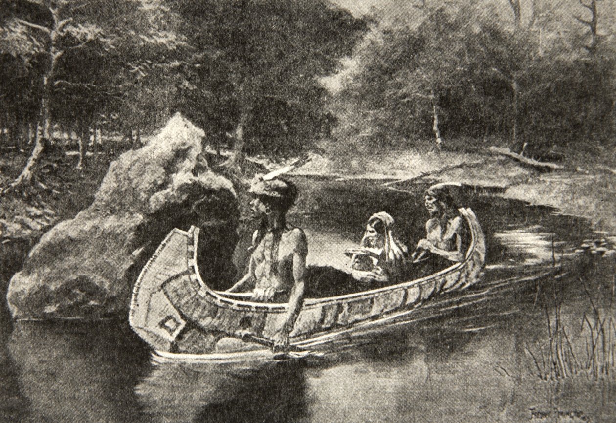 把它纯粹地扔进河里......夏天还可以看到，Hiawatha之歌由Henry Wadsworth Longfellow（1807-82），酒吧。作者：George G. Harrap und Company Ltd.，1911 作者 弗雷德里克·雷明顿