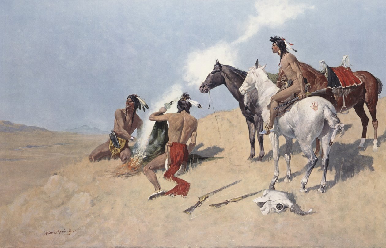 吸烟信号，pub.c.1920 作者 弗雷德里克·雷明顿