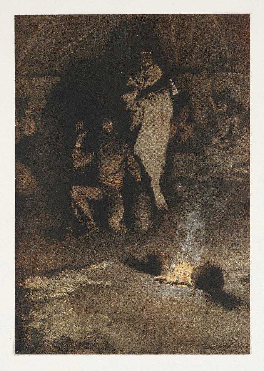 威士忌交易员的守卫，来自Colliers Weekly，pub.1906 作者 弗雷德里克·雷明顿