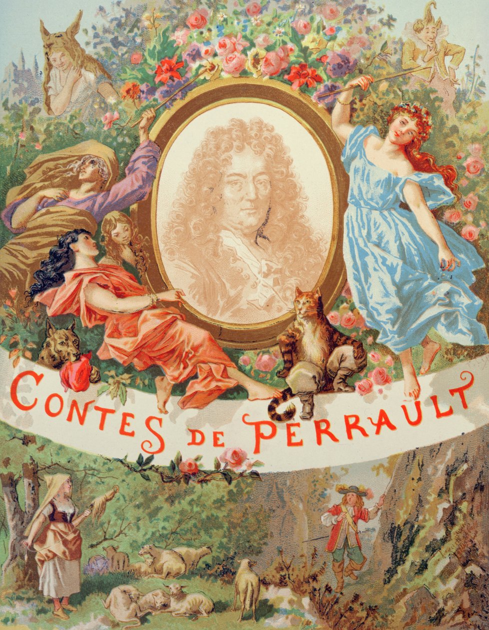 封面插图为&39;Contes de Perrault，由卡尼尔，巴黎，19世纪末出版 作者 弗雷德里克·西奥多·利克斯