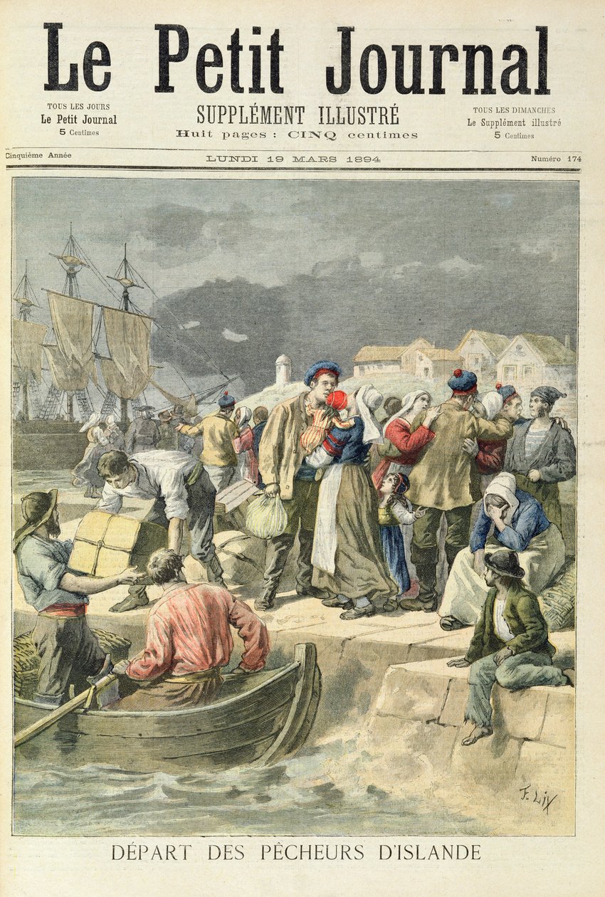 离开冰岛渔民，1894年3月19日“Le Petit Journal”的插图 作者 弗雷德里克·西奥多·利克斯