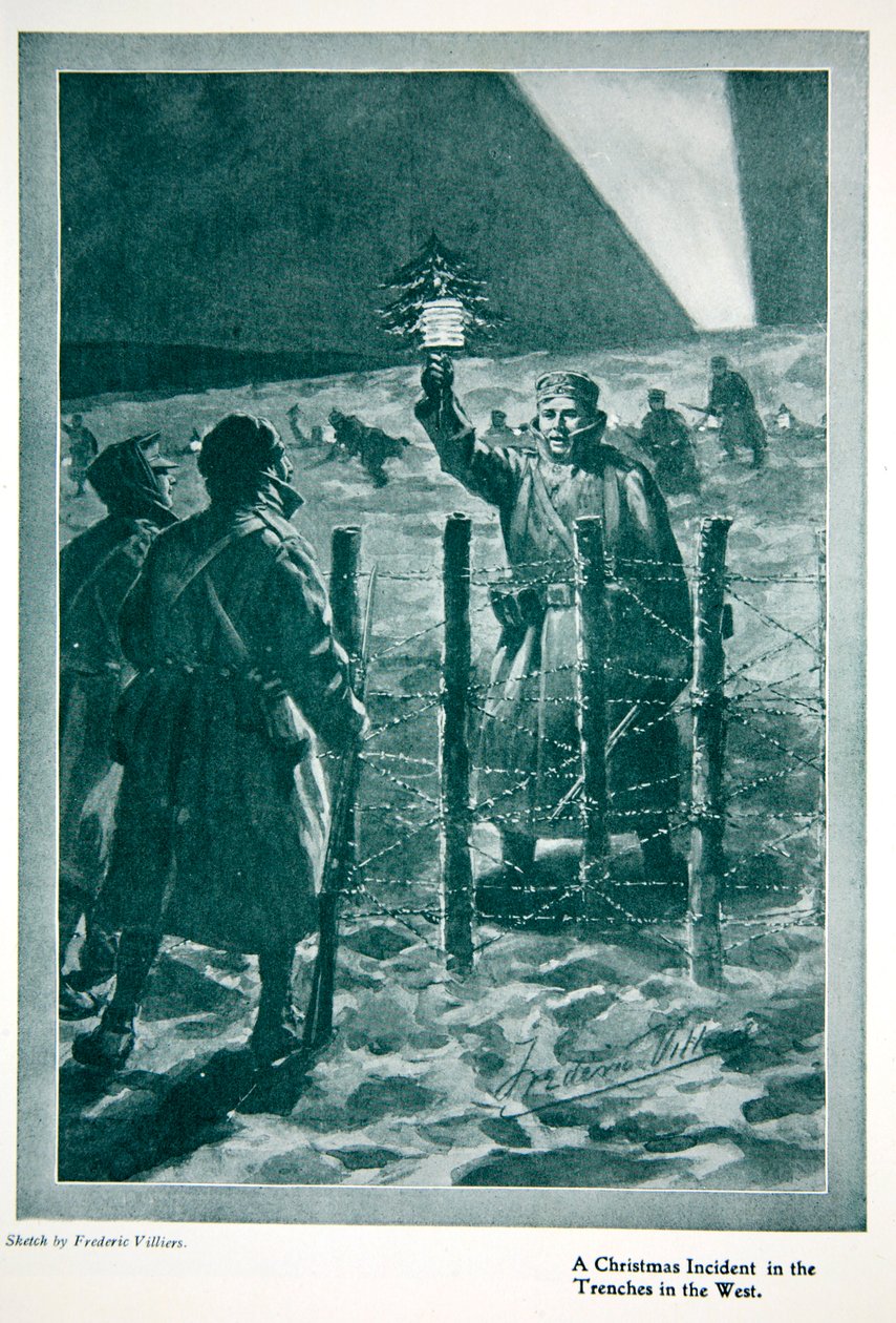1914年的圣诞节休战，从“1915年：成就和事件的显着成就”，1915年 作者 弗雷德里克·维利耶