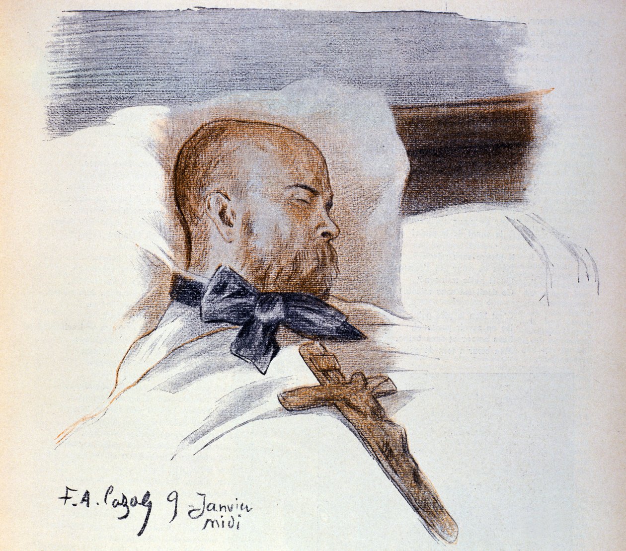 法国诗人保罗-魏尔伦（1844-1896 年）临终前的照片（绘画） 作者 弗雷德里克·奥古斯特·卡萨尔斯