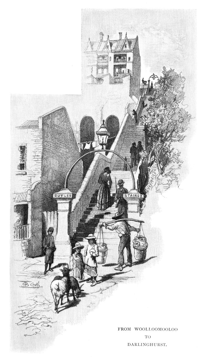 从Woolloomooloo到Darlinghurst，悉尼，澳大利亚新南威尔士州，1886年。 作者 弗雷德里克·B·谢尔