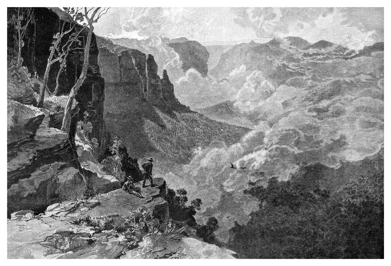 Govetts Leap，蓝山，澳大利亚新南威尔士州，1886年。 作者 弗雷德里克·B·谢尔