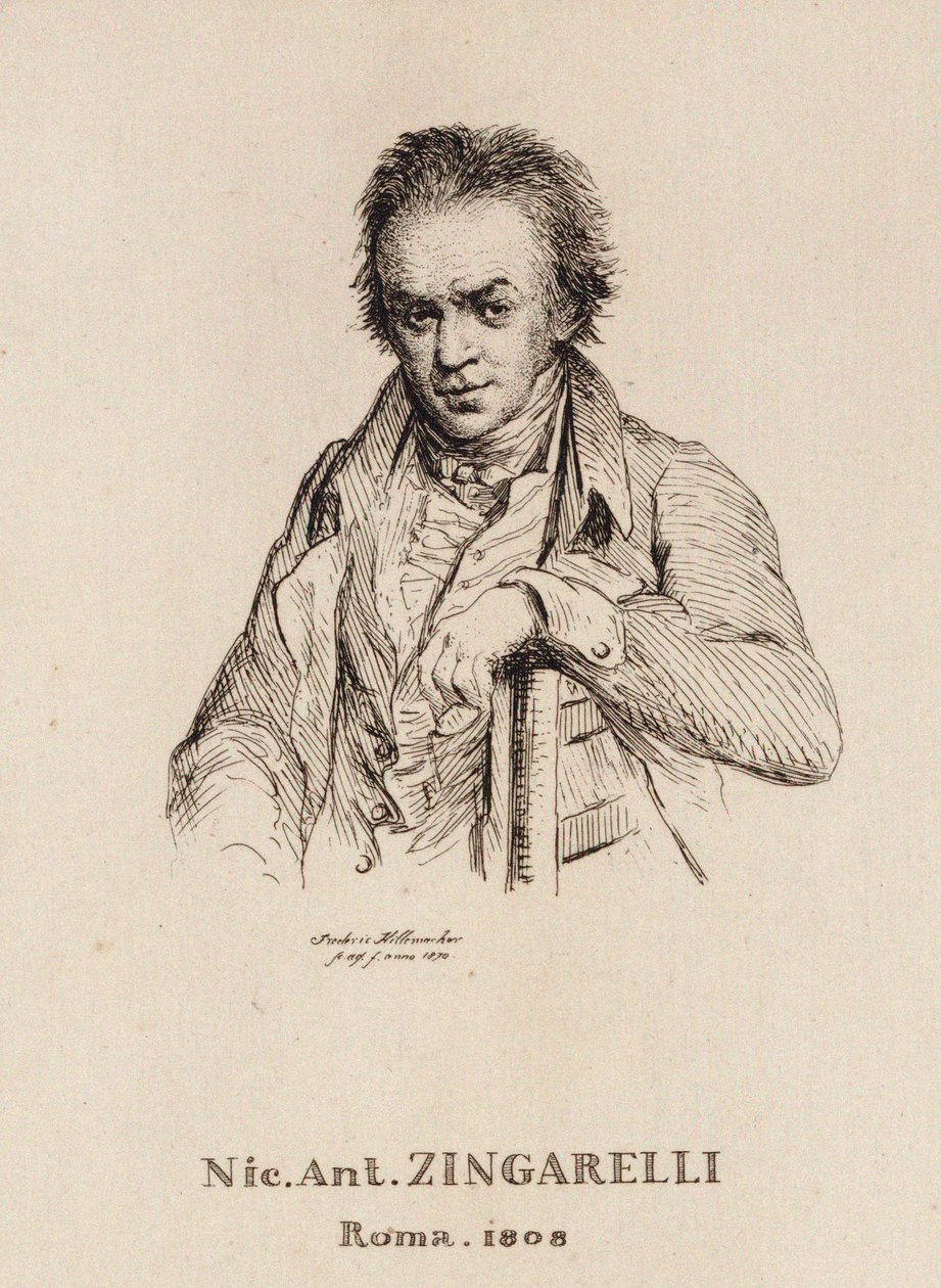 作曲家Nicola Antonio Zingarelli 1752-1837的肖像。 作者 弗雷德里克·德西·希勒马赫
