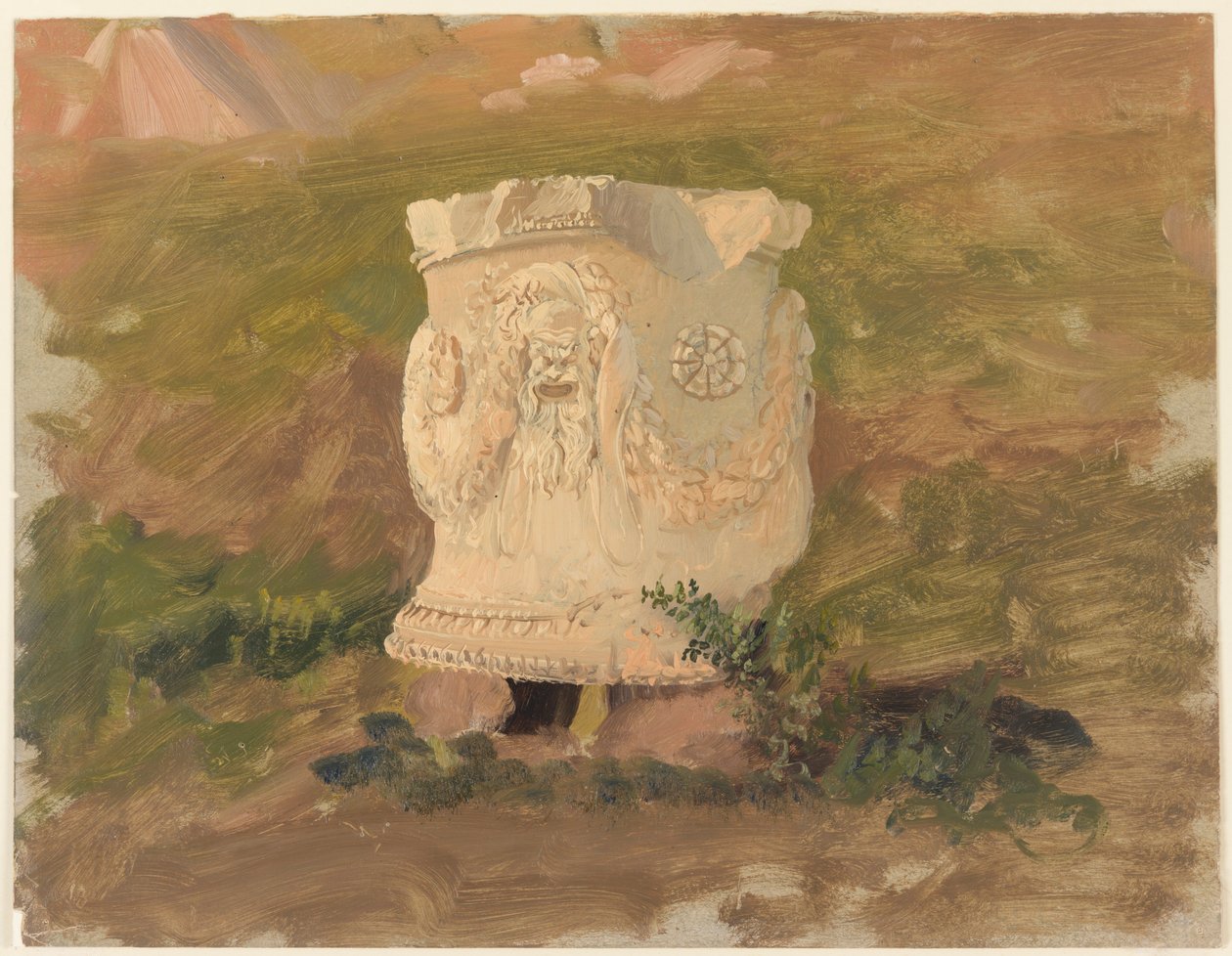 绘图，雅典，狄俄尼索斯剧场雕塑，1869 年 4 月 作者 弗雷德里克·埃德温·丘奇