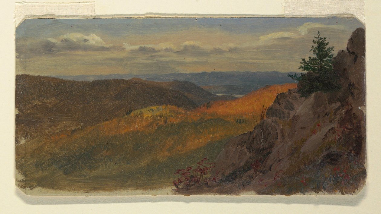 素描，《新英格兰的秋景》，1865 年 作者 弗雷德里克·埃德温·丘奇