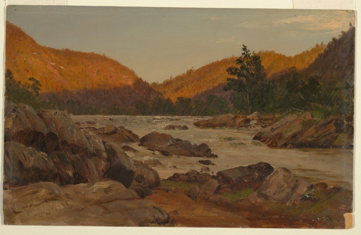 素描，北卡罗来纳州的秋景，1865-70 年 作者 弗雷德里克·埃德温·丘奇