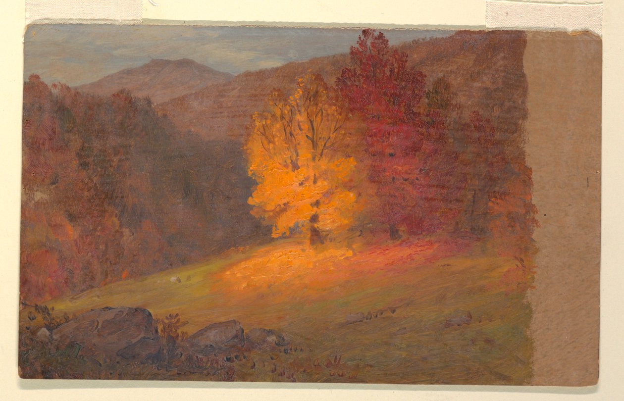 素描，秋景，1860-70 年 作者 弗雷德里克·埃德温·丘奇
