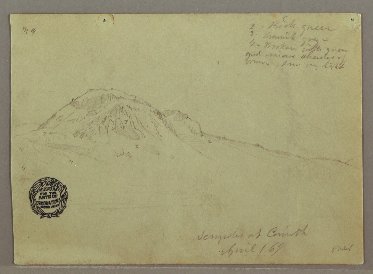 绘画，裸山，希腊科林斯卫城，1869 年 4 月 作者 弗雷德里克·埃德温·丘奇