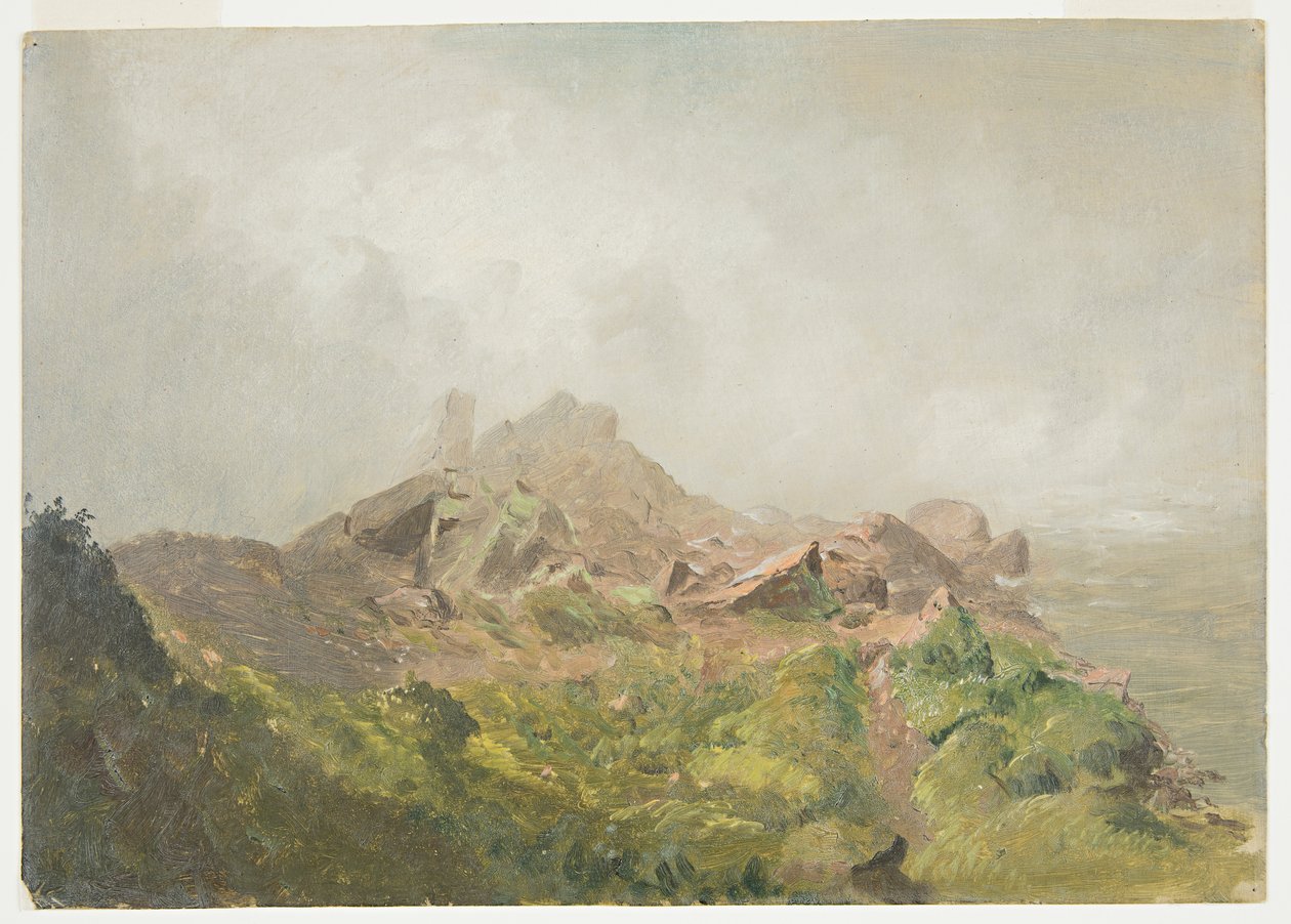 绘图，尼亚加拉美国瀑布底座，1856-1858 年 作者 弗雷德里克·埃德温·丘奇