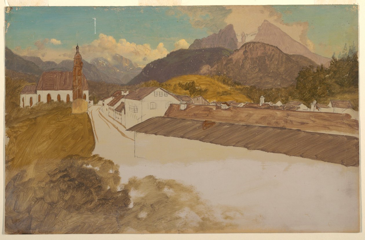 素描，巴伐利亚贝希特斯加登，全景，1868 年 6 月 作者 弗雷德里克·埃德温·丘奇