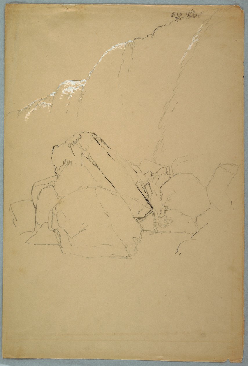 素描，巨石，加拿大银行，1858 年 作者 弗雷德里克·埃德温·丘奇