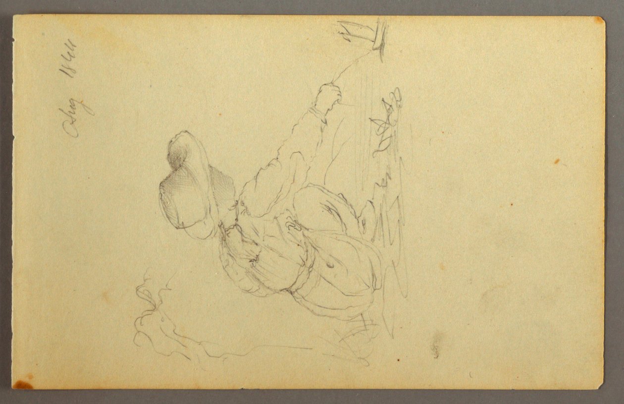 绘画，男孩拉帆船，1844 年 作者 弗雷德里克·埃德温·丘奇