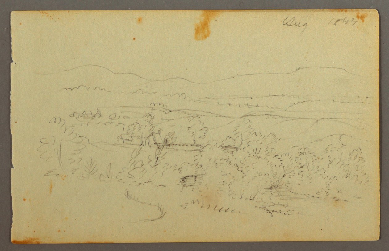 绘图，有农场的宽阔山谷，1844 年 作者 弗雷德里克·埃德温·丘奇