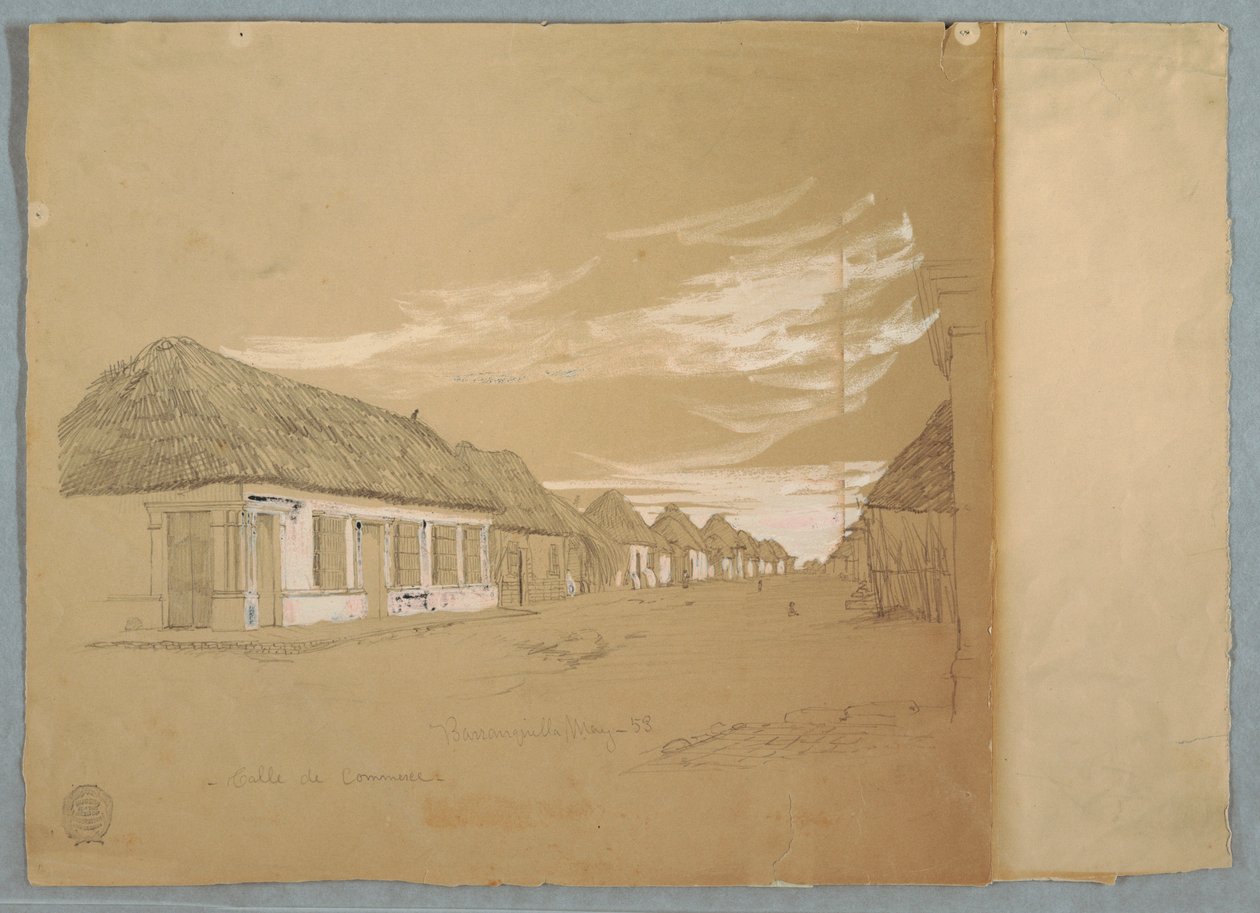 绘画，哥伦比亚巴兰基亚商业街，1853 年 5 月 作者 弗雷德里克·埃德温·丘奇