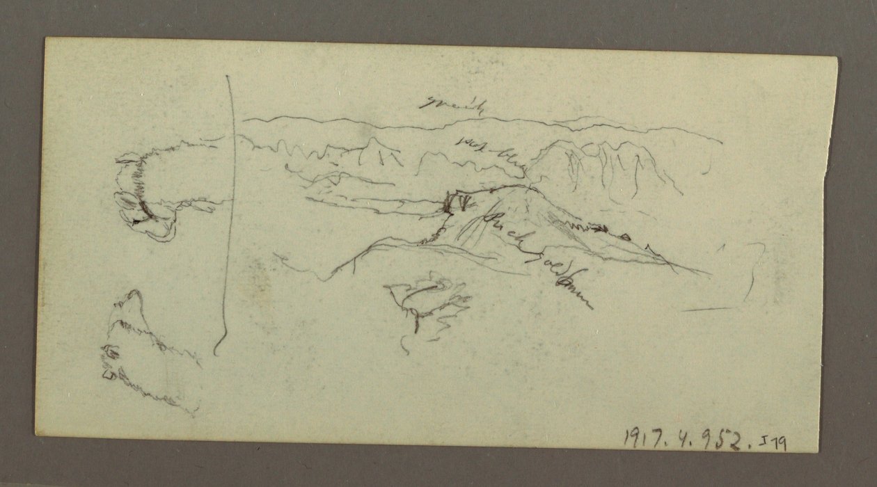 素描，骆驼蹄、树丛和山谷，可能创作于 1868 年 作者 弗雷德里克·埃德温·丘奇