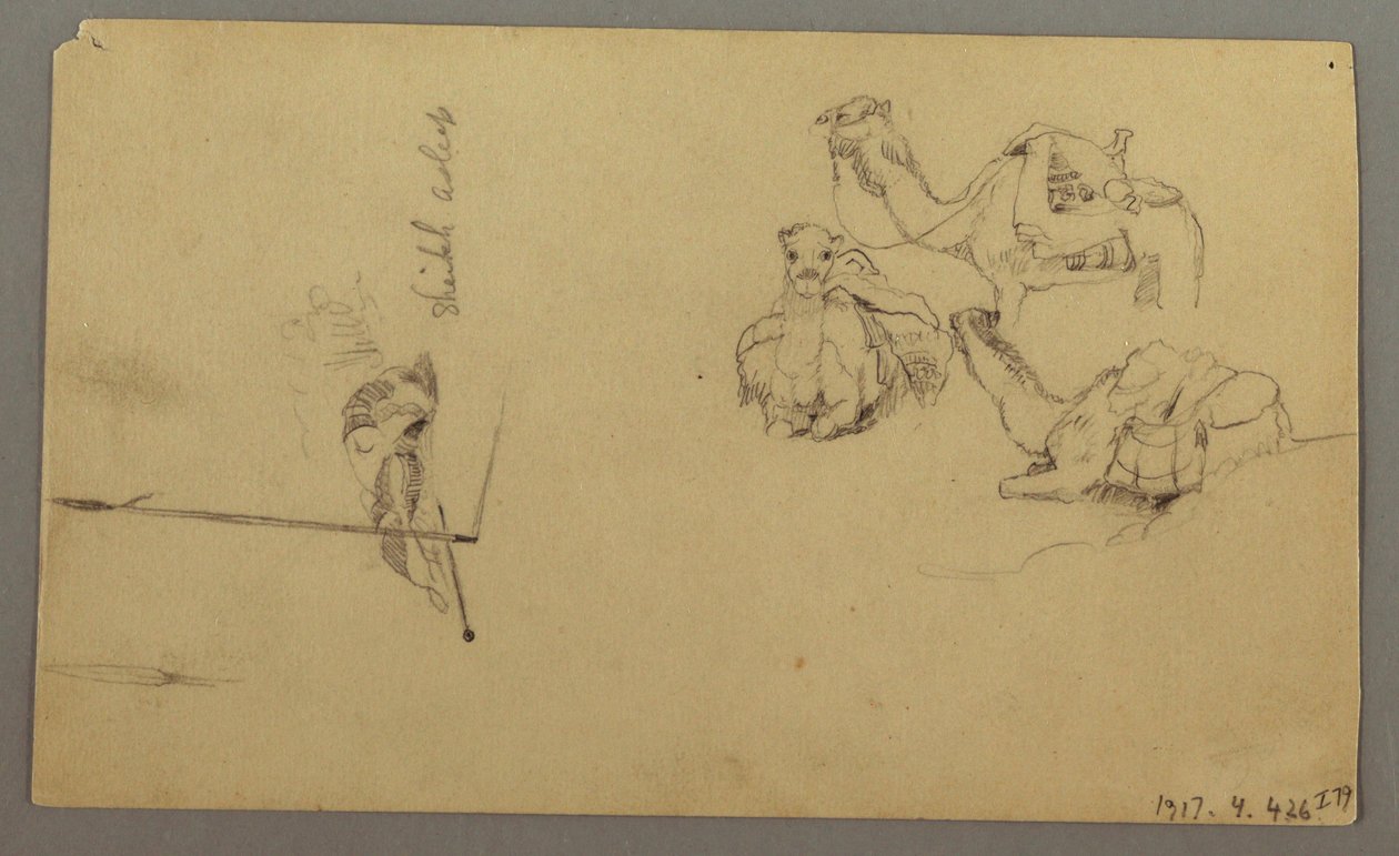 绘画，骆驼在山上饮水，2 月 22 日，可能创作于 1868 年 作者 弗雷德里克·埃德温·丘奇