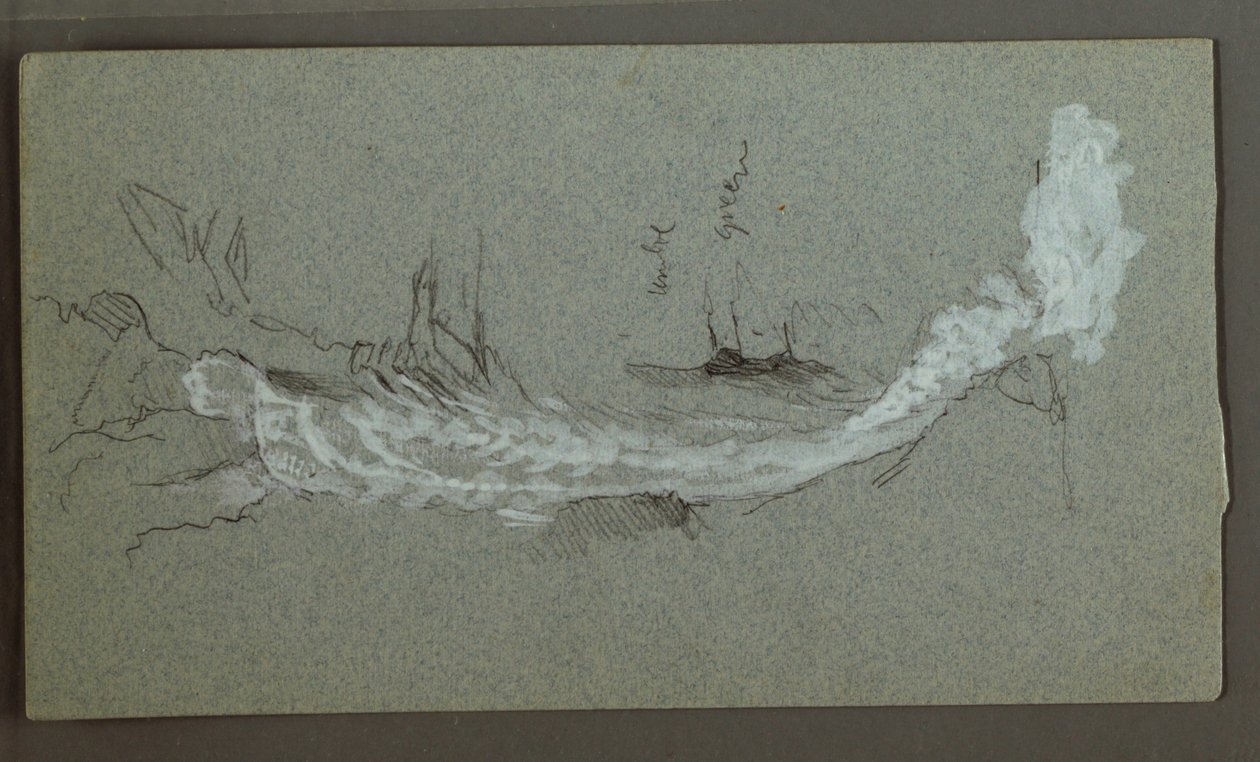 素描，瀑布，可能是巴伐利亚科尼斯湖，1868 年 作者 弗雷德里克·埃德温·丘奇