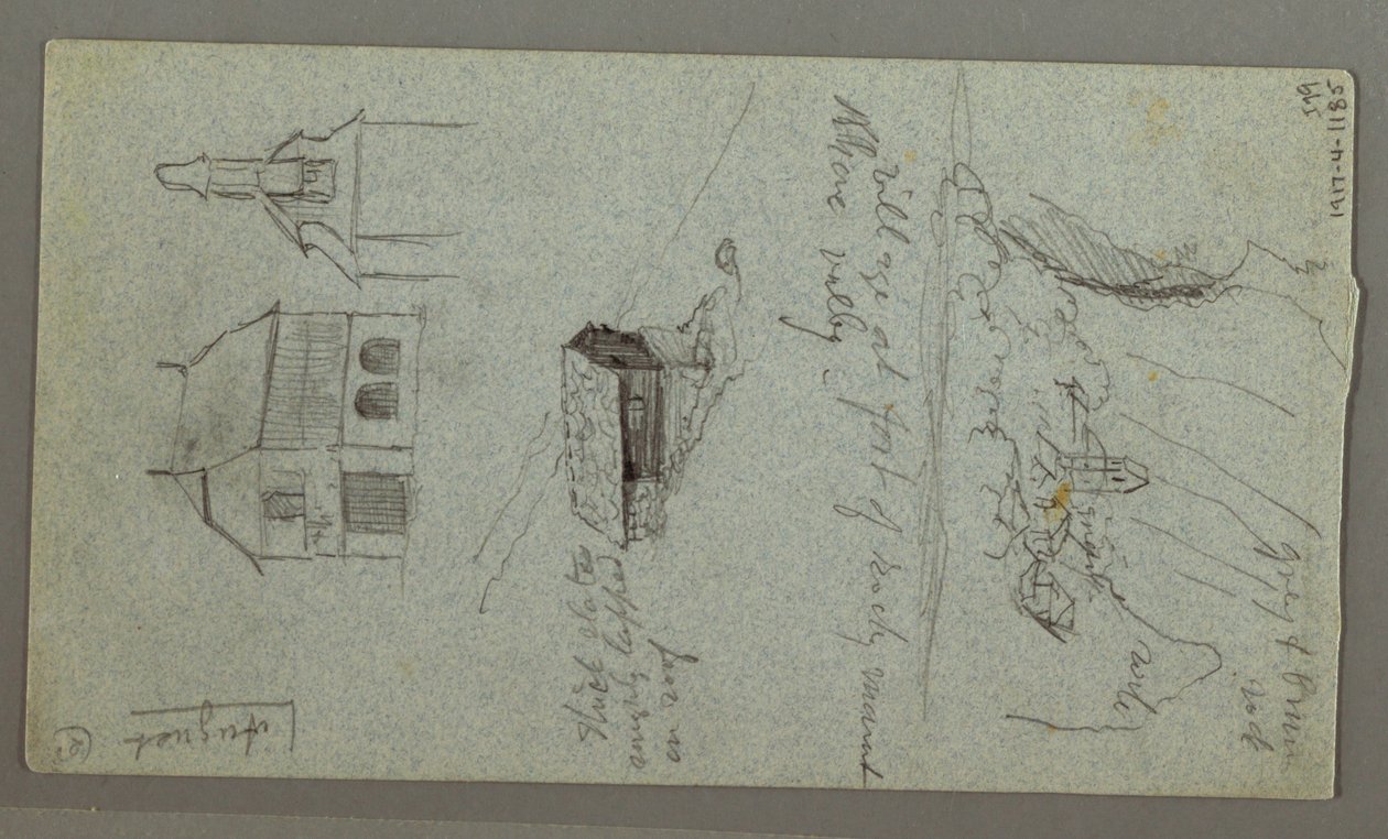 素描，瀑布，可能是巴伐利亚科尼斯湖，1868 年 作者 弗雷德里克·埃德温·丘奇