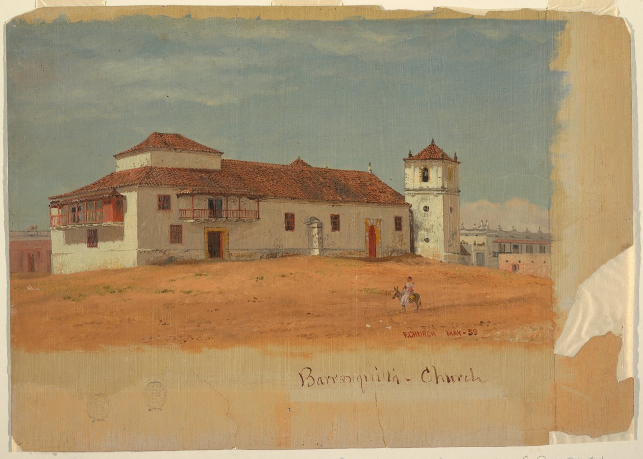 绘画，哥伦比亚巴兰基亚教堂，1853 年 5 月 作者 弗雷德里克·埃德温·丘奇