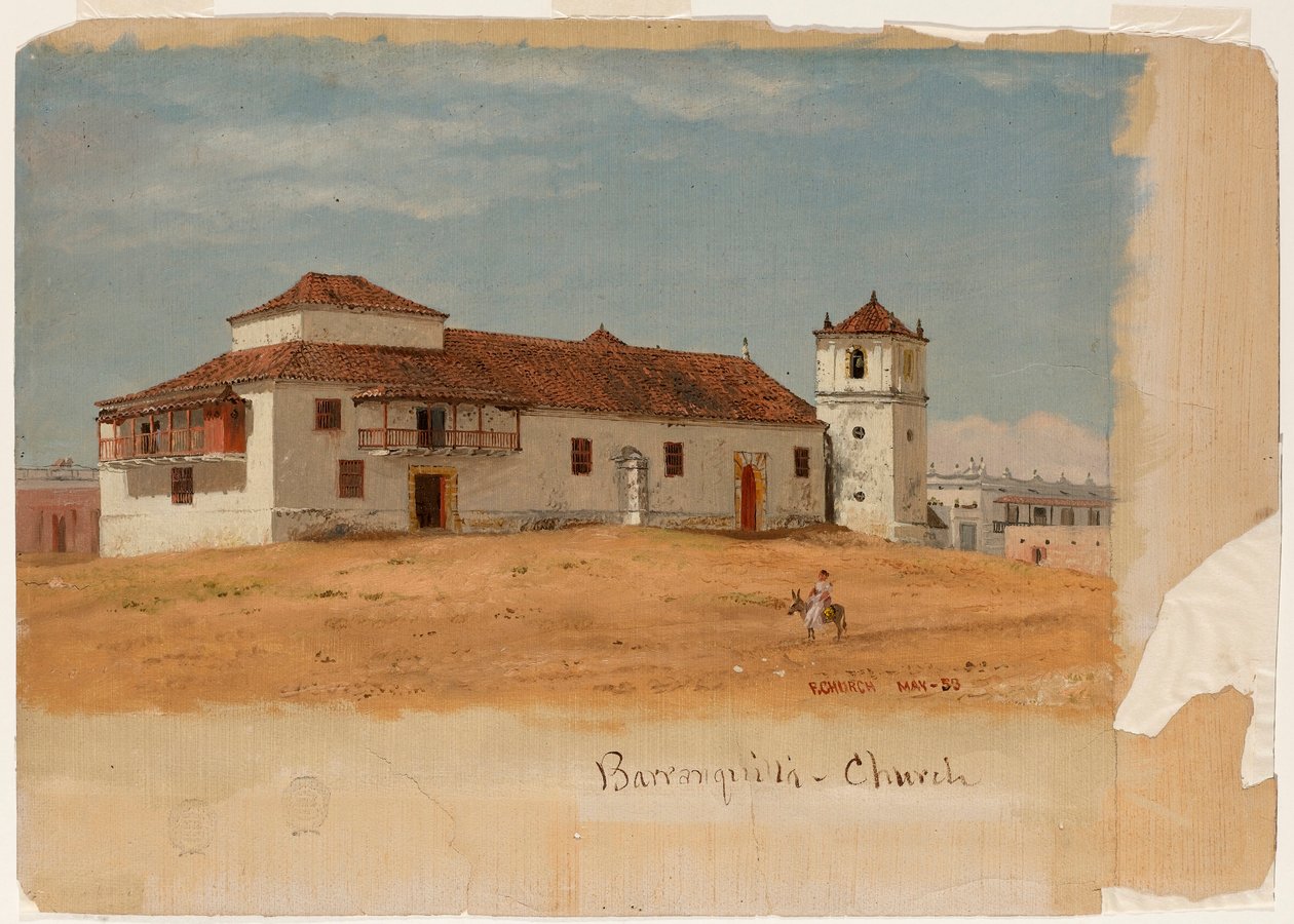 绘画，哥伦比亚巴兰基亚教堂，1853 年 5 月 作者 弗雷德里克·埃德温·丘奇