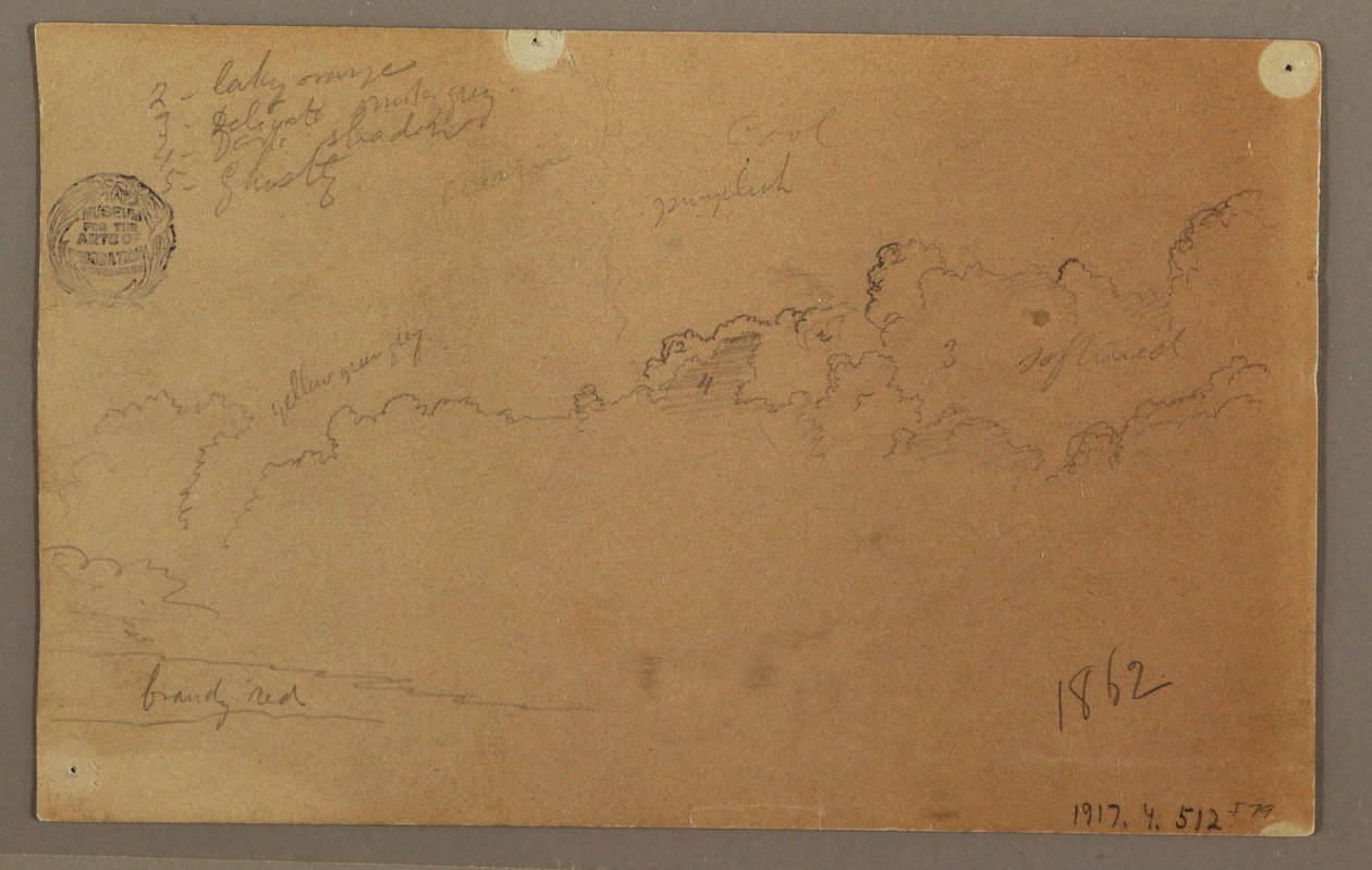 素描，多云的天空，1863 年 作者 弗雷德里克·埃德温·丘奇