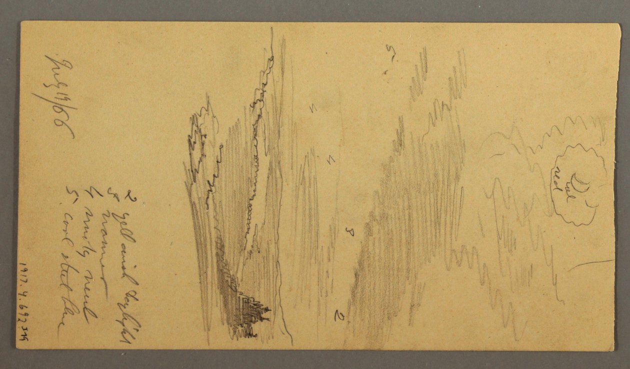 绘画，多云的天空笼罩着群山，1866 年 7 月 19 日 作者 弗雷德里克·埃德温·丘奇