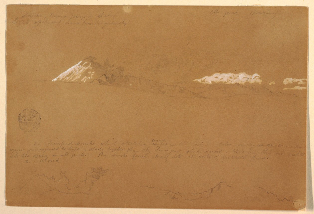 素描，科塔帕希，早晨，来自太阳神庙，厄瓜多尔基多，1857 年 6 月 24 日 作者 弗雷德里克·埃德温·丘奇