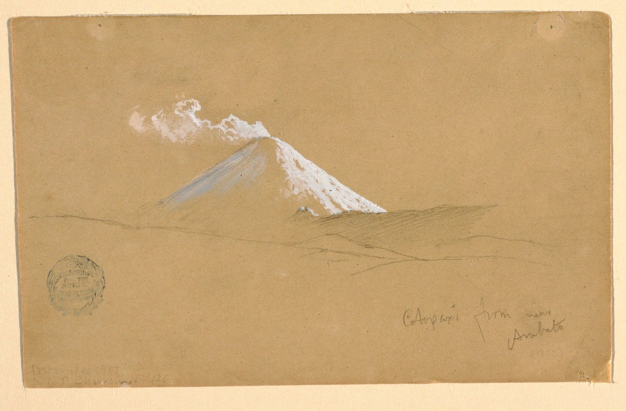 绘画，科托帕希山，来自厄瓜多尔安巴托附近，1853 年 作者 弗雷德里克·埃德温·丘奇