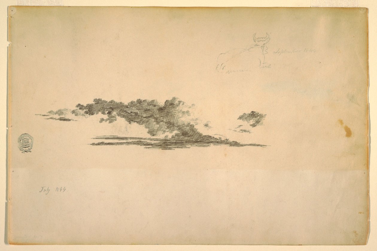 绘图，牛，云，1844 年 7 月和 9 月 作者 弗雷德里克·埃德温·丘奇