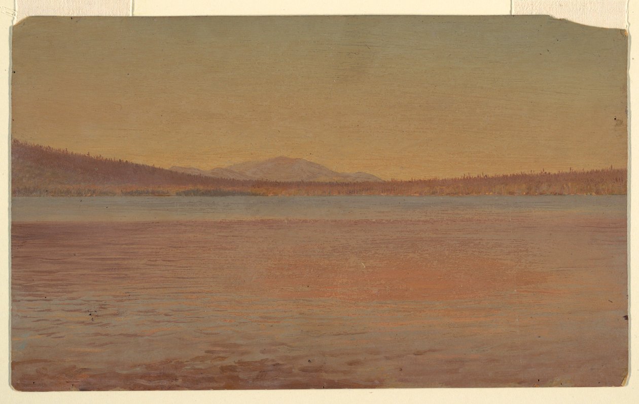 素描，从米林诺克湖远眺卡塔丁山和旅行者，1870-80 年 作者 弗雷德里克·埃德温·丘奇