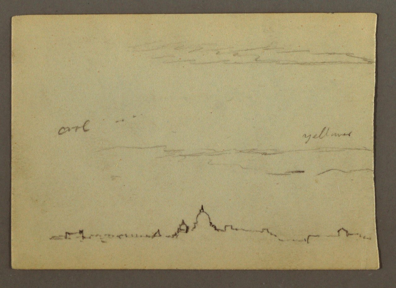 素描，圣彼得大教堂和梵蒂冈远景，意大利罗马，1869 年 1 月 作者 弗雷德里克·埃德温·丘奇