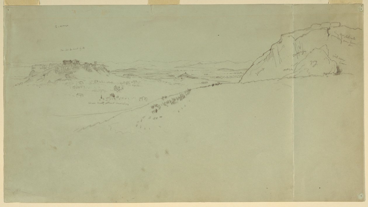 绘图，雅典卫城北侧远景，1869 年 作者 弗雷德里克·埃德温·丘奇