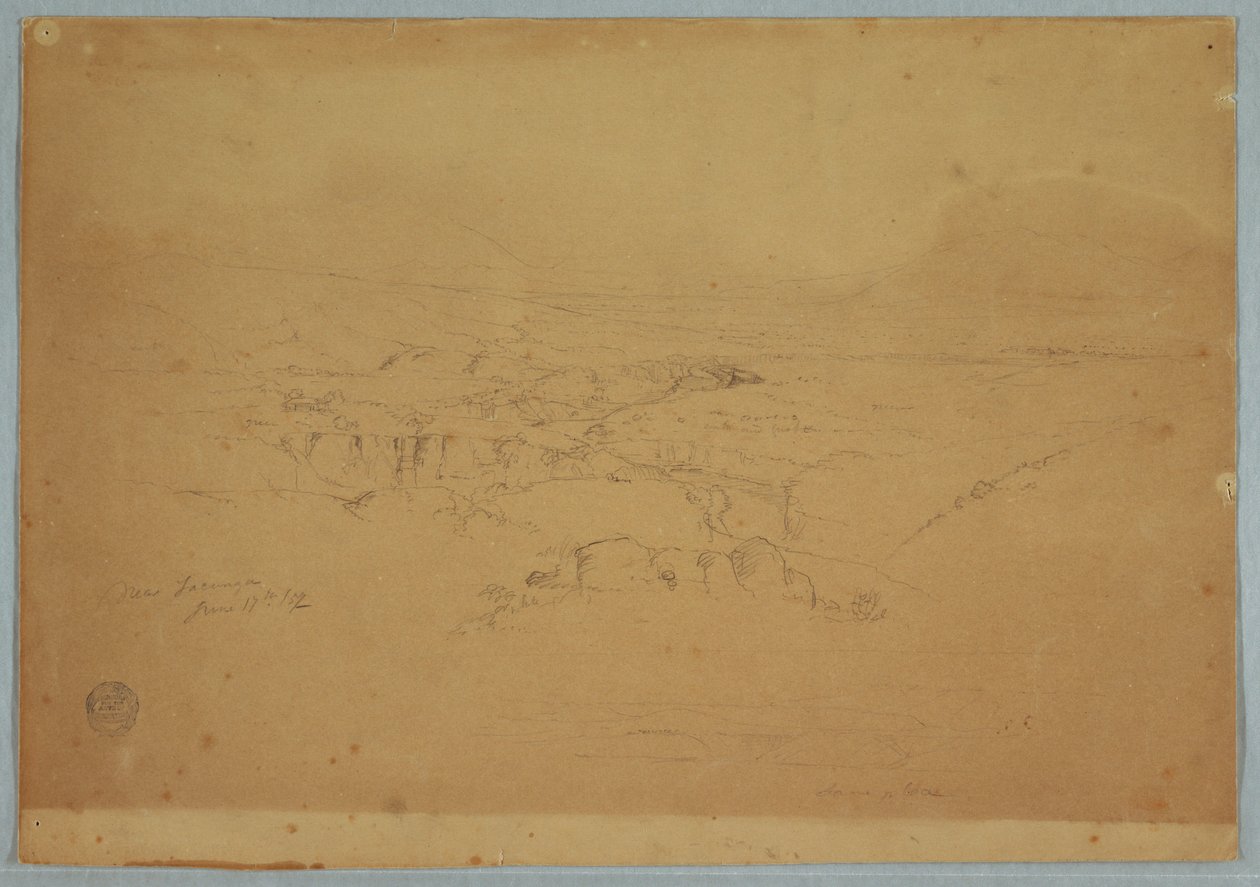 绘画，素描。  素描  风景，"塔昆加附近"，厄瓜多尔，1857 年 6 月 17 日 作者 弗雷德里克·埃德温·丘奇