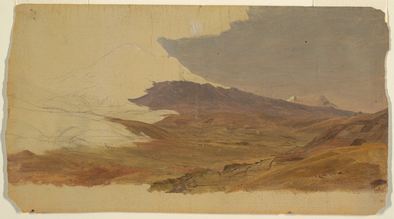 素描，厄瓜多尔，山（可能是钦博拉索），1853 年 作者 弗雷德里克·埃德温·丘奇