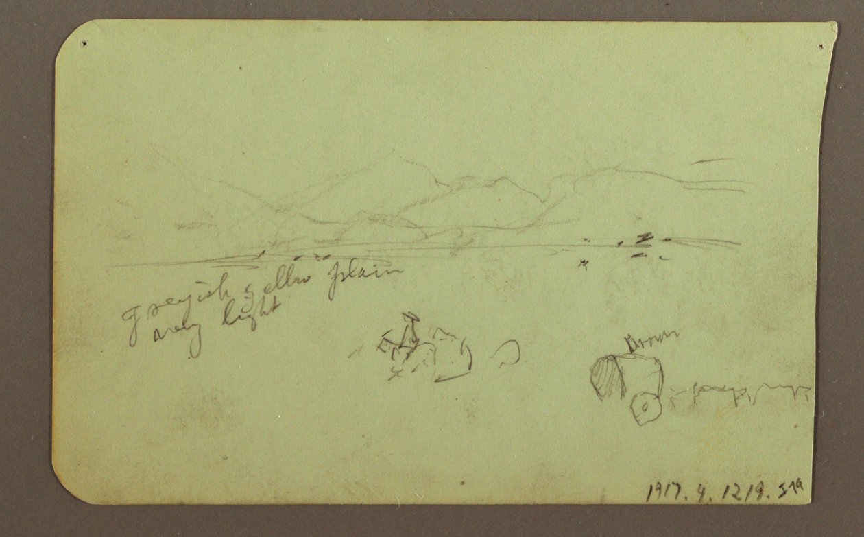 素描，人物，背面：人物，风景，1883 年 作者 弗雷德里克·埃德温·丘奇