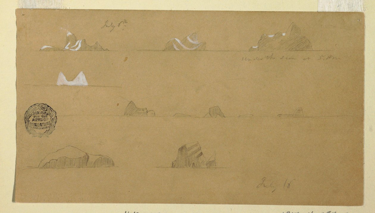 绘画，浮冰山，1859 年 7 月 6 日和 16 日 作者 弗雷德里克·埃德温·丘奇