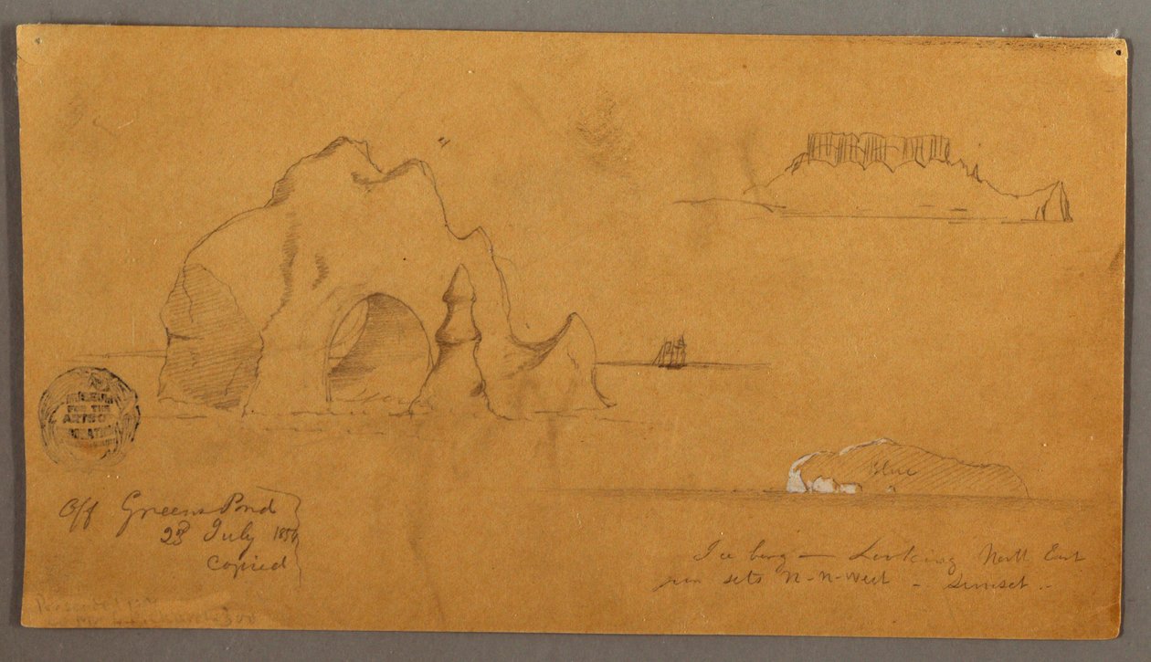 绘画，浮冰山，可能创作于 1859 年 作者 弗雷德里克·埃德温·丘奇