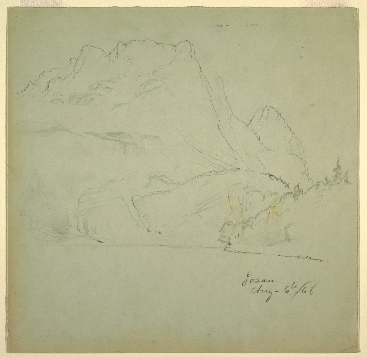 绘画，来自萨尔茨卡默古特的戈绍湖之一，1868 年 8 月 6 日 作者 弗雷德里克·埃德温·丘奇